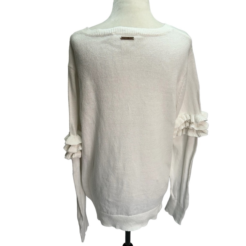 Michael Kors 100% Cotton Long Sleeve Round Neck Ruffle Sleeve Sweater Size Xl - Picture 9 of 14